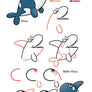 Take the number 2 and add lines and shapes to make an Orca