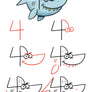 Take the number 4 and turn it into a shark by following the easy to draw steps.