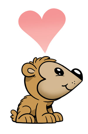 draw a cute bear cub using a heart.