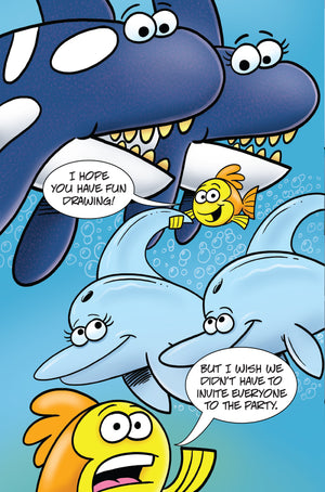 Learn to draw sea animals using numbers and letters.